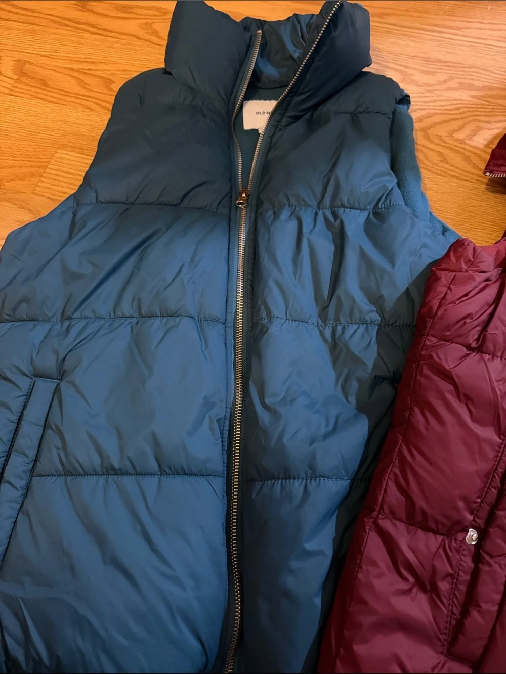 Old Navy Teal & Burgundy women Puffer Vests - Picture 2 of 5